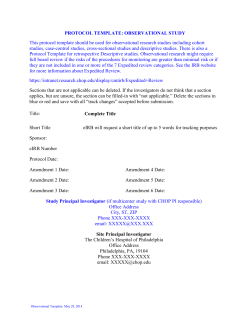Observational Study Template - CHOP Institutional Review Board