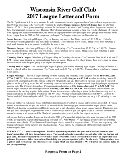 2010 WRGC League Response Form