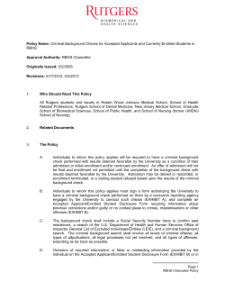 Criminal Background Checks for Accepted Applicants and Currently