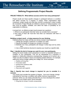 Defining Programmatic Project Results Guide Sheet