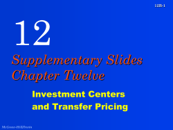 Investment Centers and Transfer Pricing