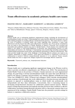 Team effectiveness in academic primary health care teams