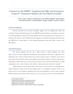 Comment on the NRMP`s &ldquo;Supplemental Offer and Acceptance