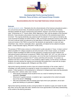 Developing High-‐Priority Learning Standards: Rationale, Theory of