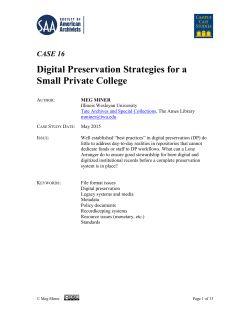 CASE 16 Digital Preservation Strategies for a Small Private College