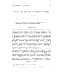MEAN VALUE THEOREMS FOR CORRESPONDENCES 1