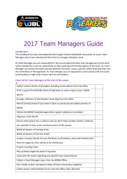 2017 Team Managers Guide - Mornington District Basketball