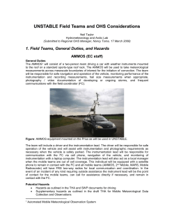 UNSTABLE Field Teams and OHS Considerations