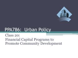 Financial Capital Programs to Promote Community Development