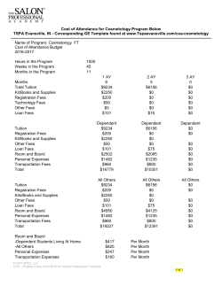 Cost of Attendance for Cosmetology Program Below TSPA