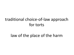 traditional choice-of-law approach for torts law of the place of the harm