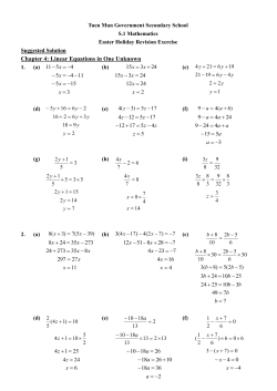 2010-2011 S.1 Mathematics Easter Holiday Revision