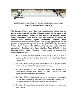 EXPECTATIONS OF TEAM OFFICIALS (COACHES, ASSISTANT