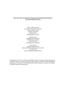 Does Stock Price Synchronicity Represent Firm-Specific