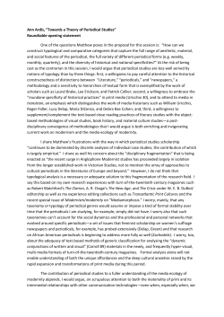 Ann Ardis, &ldquo;Towards a Theory of Periodical Studies&rdquo;