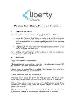 Purchase Order Standard Terms and Conditions