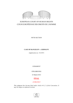 CASE OF RANGELOV v. GERMANY - Anti