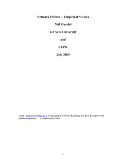 Network Effects -- Empirical Studies Neil Gandal Tel Aviv University