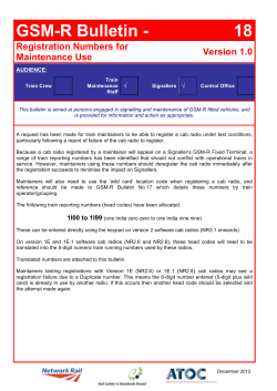 GSM-R Bulletin 18 - Registration Numbers for
