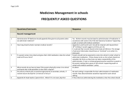 Medicines Management in schools FREQUENTLY ASKED