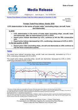 Changes in the foreign trade prices (goods) by country groups in 2015