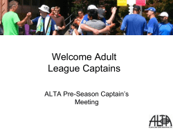 Welcome Adult League Captains