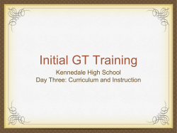 Initial GT Training