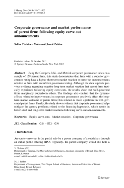 Corporate governance and market performance of parent firms