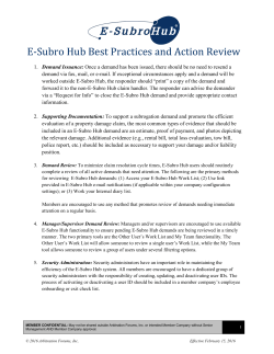 E-Subro Hub Best Practices and Action Review