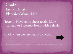 Grade 3 End of Unit 1 Phonics Word List