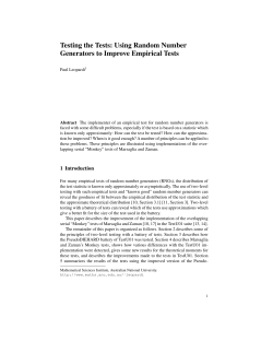 Testing the Tests - Mathematical Sciences Institute, ANU