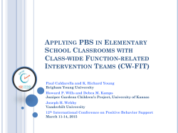 Applying PBS in Elementary School Classrooms with Class