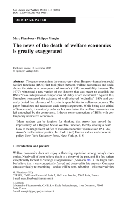 The news of the death of welfare economics is greatly exaggerated