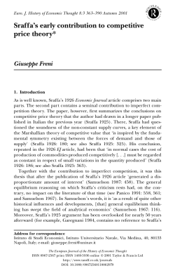 Sraffa`s early contribution to competitive price theory