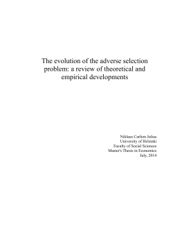 The evolution of the adverse selection problem: a review of