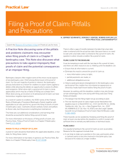 Filing a Proof of Claim: Pitfalls and Precautions