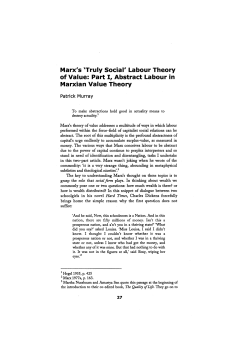 Marx`s `Truly Social` Labour Theory of Value: Part I, Abstract Labour