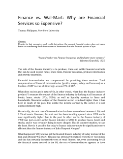 Finance vs. Wal-Mart: Why are Financial Services so Expensive?