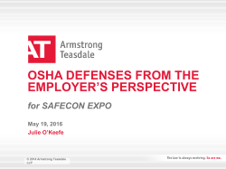 SESSION 15 OSHA Defenses from an Employer`s Perspective Julie