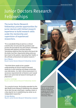 Round 1 Junior Doctor Research Fellowships
