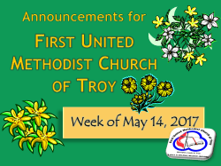 Tidings Announcements Due - First United Methodist Church of Troy
