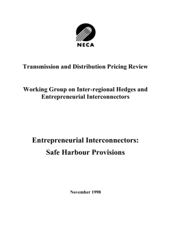 Entrepreneurial Interconnectors: Safe Harbour Provisions
