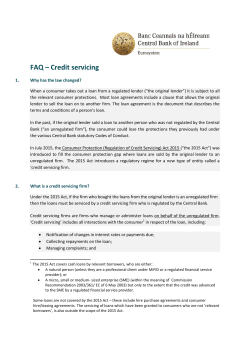 FAQ – Credit servicing - Central Bank of Ireland