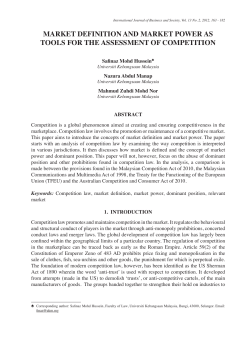 market definition and market power as tools for the assessment of