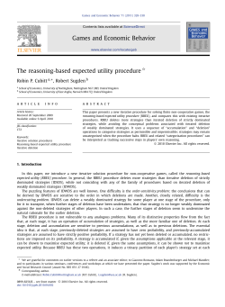 Games and Economic Behavior The reasoning