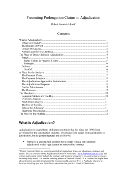 Presenting Prolongation Claims in Adjudication