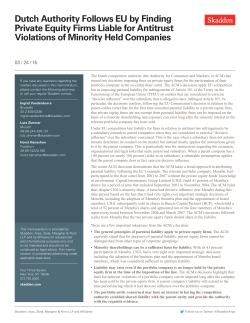 Dutch Authority Follows EU by Finding Private Equity Firms Liable