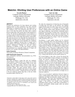 Matchin - Carnegie Mellon School of Computer Science