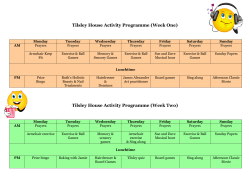 Tilsley House Activity Programme (Week One)