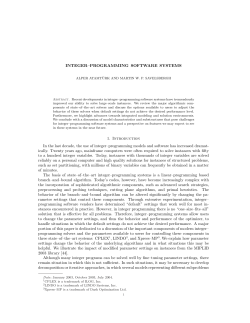 INTEGER&ndash;PROGRAMMING SOFTWARE SYSTEMS 1. Introduction
